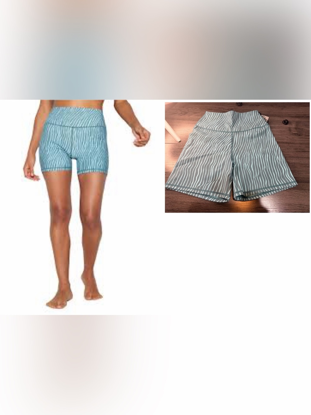 NWT SIZE S Spiritual Gangster Teal and White Vertical Stripe Bike Shorts